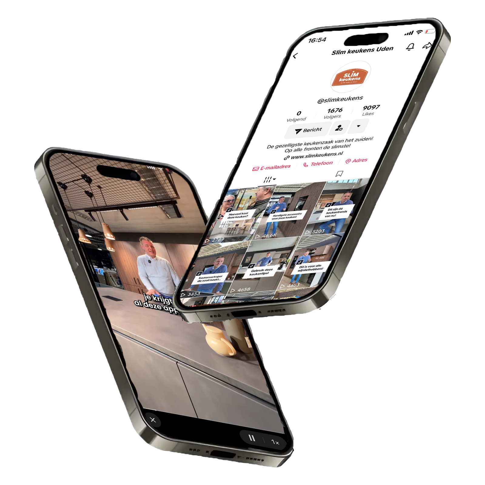 2 telefoons met daarop een short form content klant