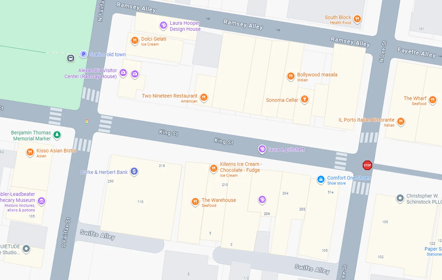 Map of 200 Block of King Street, Alexandria VA