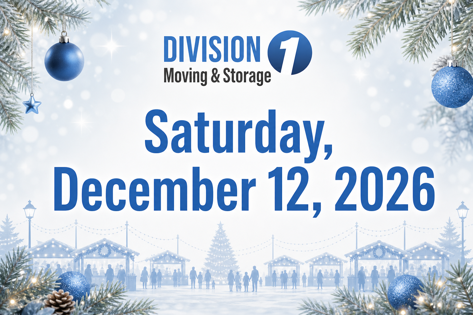 Holiday graphic announcing Saturday, December 12, 2026, for the Old Town Alexandria Christmas Market and Holiday Craft Show
