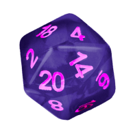 purple and pink d20 dice