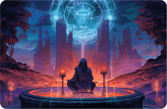 A wizard conjuring a spell
