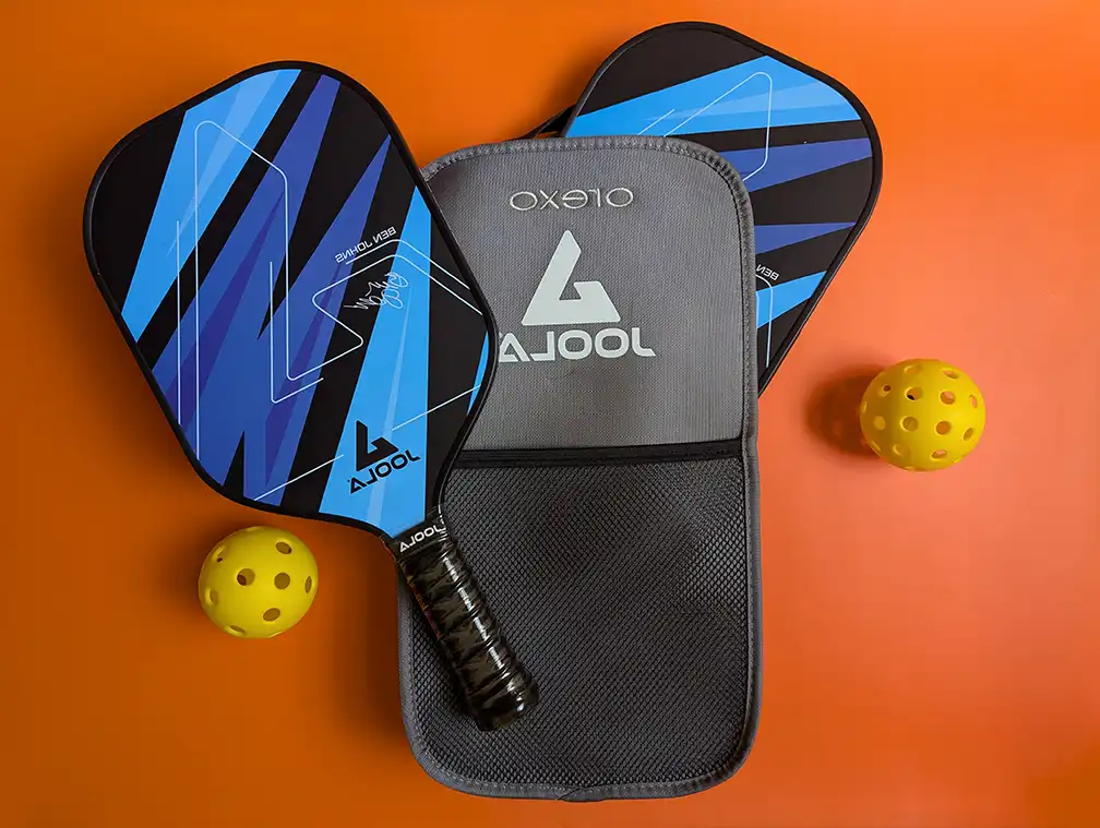 Custom embroidered Joola pickleball paddle set with corporate logo branding for employee recognition gifts