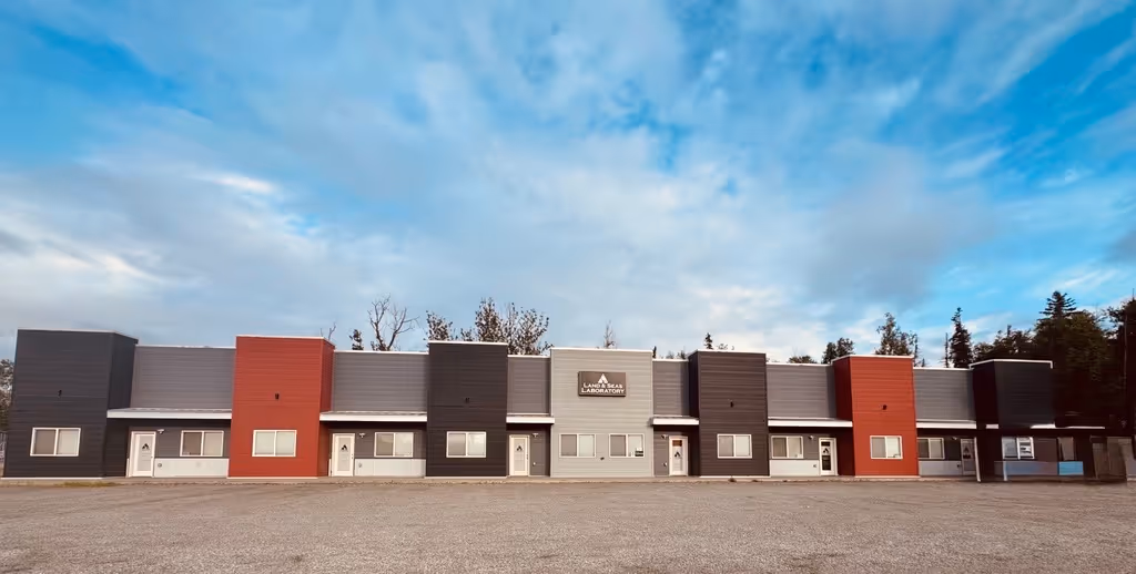 The Land & Seas Laboratory building and parking lot