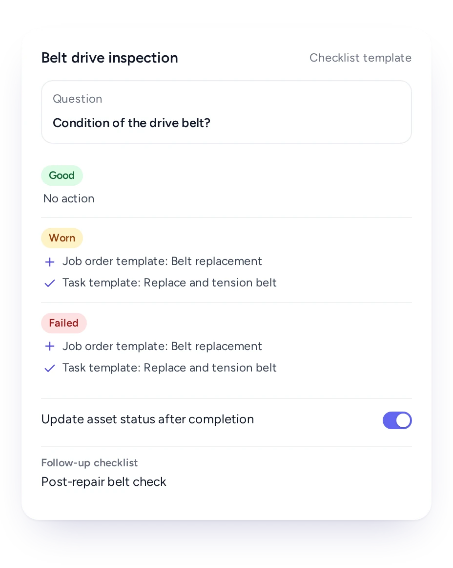 Repair job raised from a checklist answer in FieldEx.