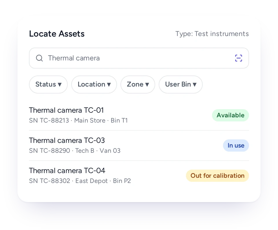 Searching for a tool across stores and vans in FieldEx