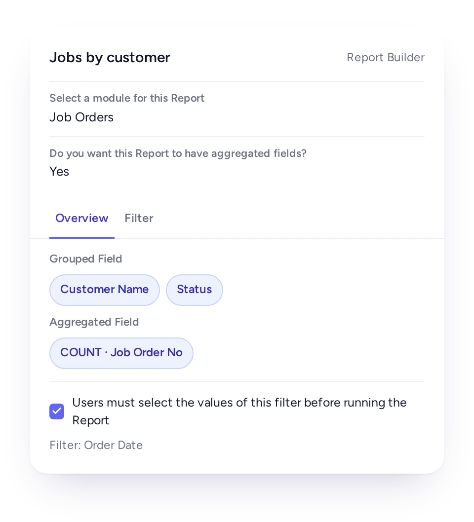 Building a report with columns, grouping and filters in FieldEx