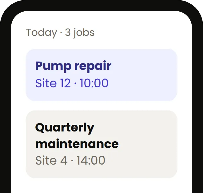 Technician’s job list for today on the FieldEx mobile app