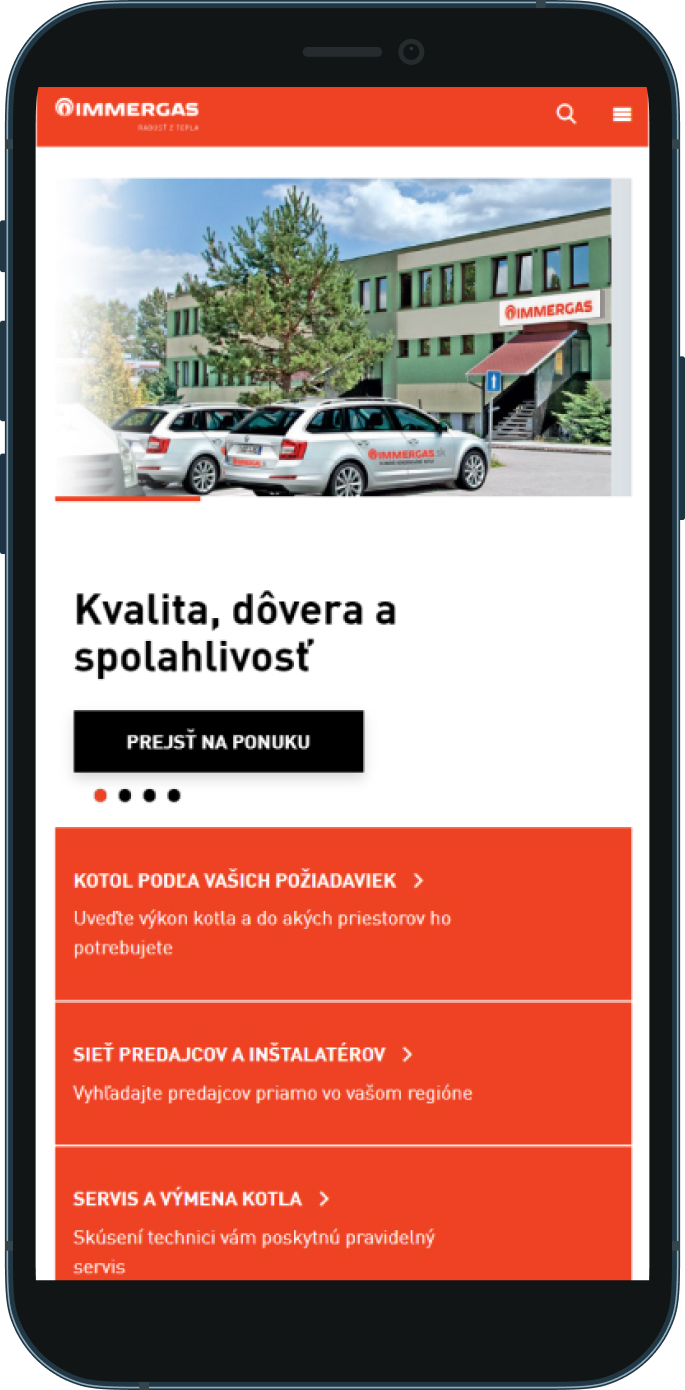 Immergas orange website with images 