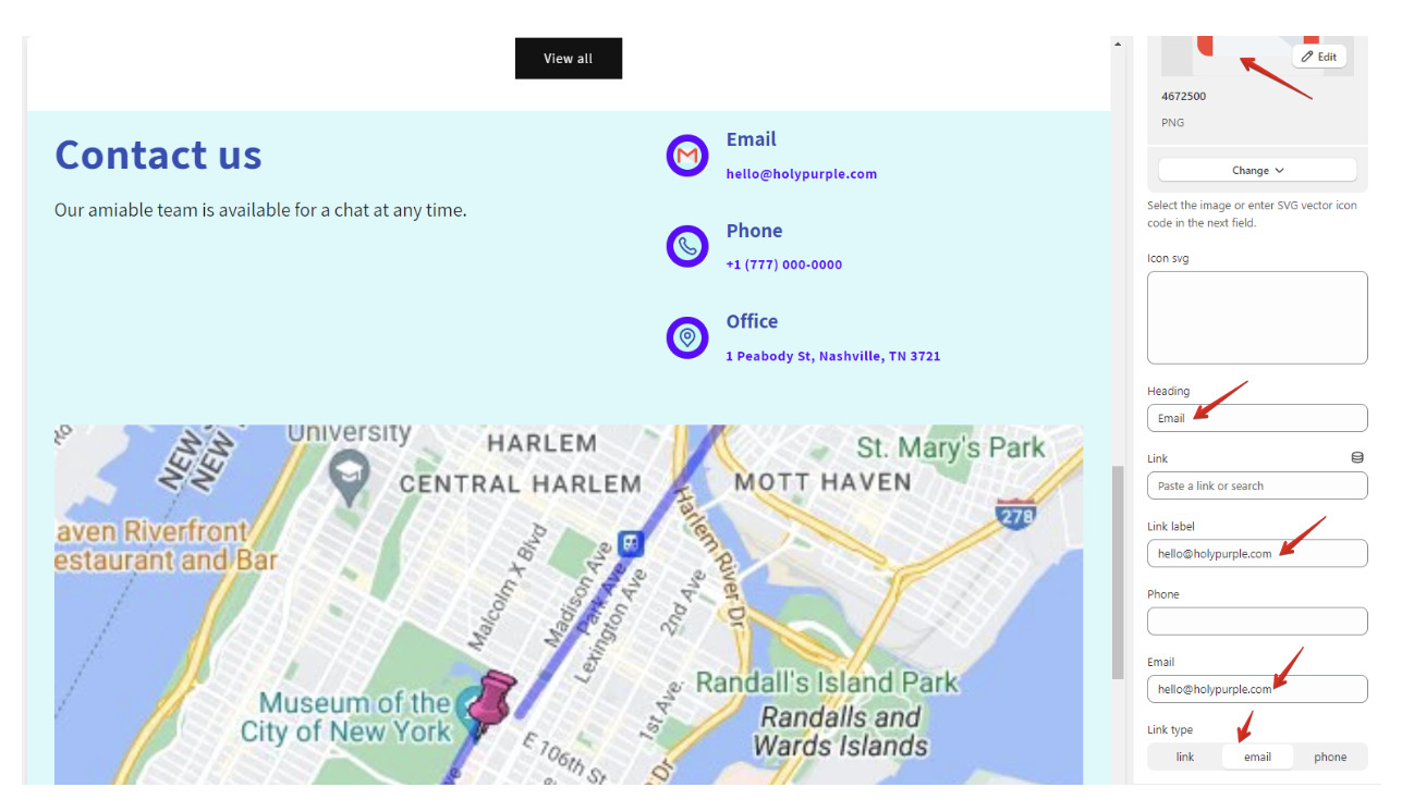 contact us page settings
