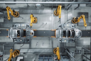 Manufacturing line utilized with automatic robot system 