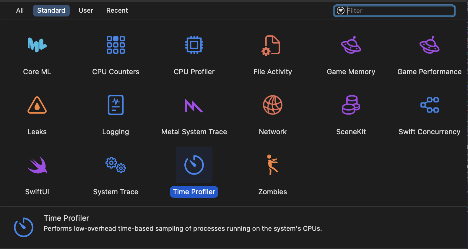 screenshot of iOS Instruments