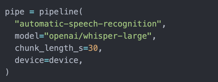 instantiation of HuggingFace Pipeline