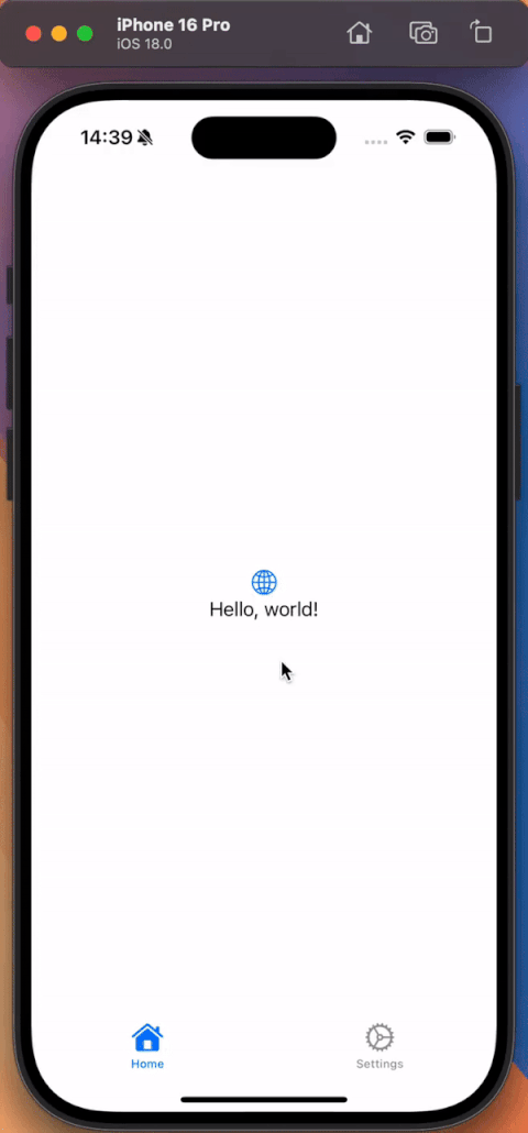 GIF showing integration of React Native into a native SwiftUI app