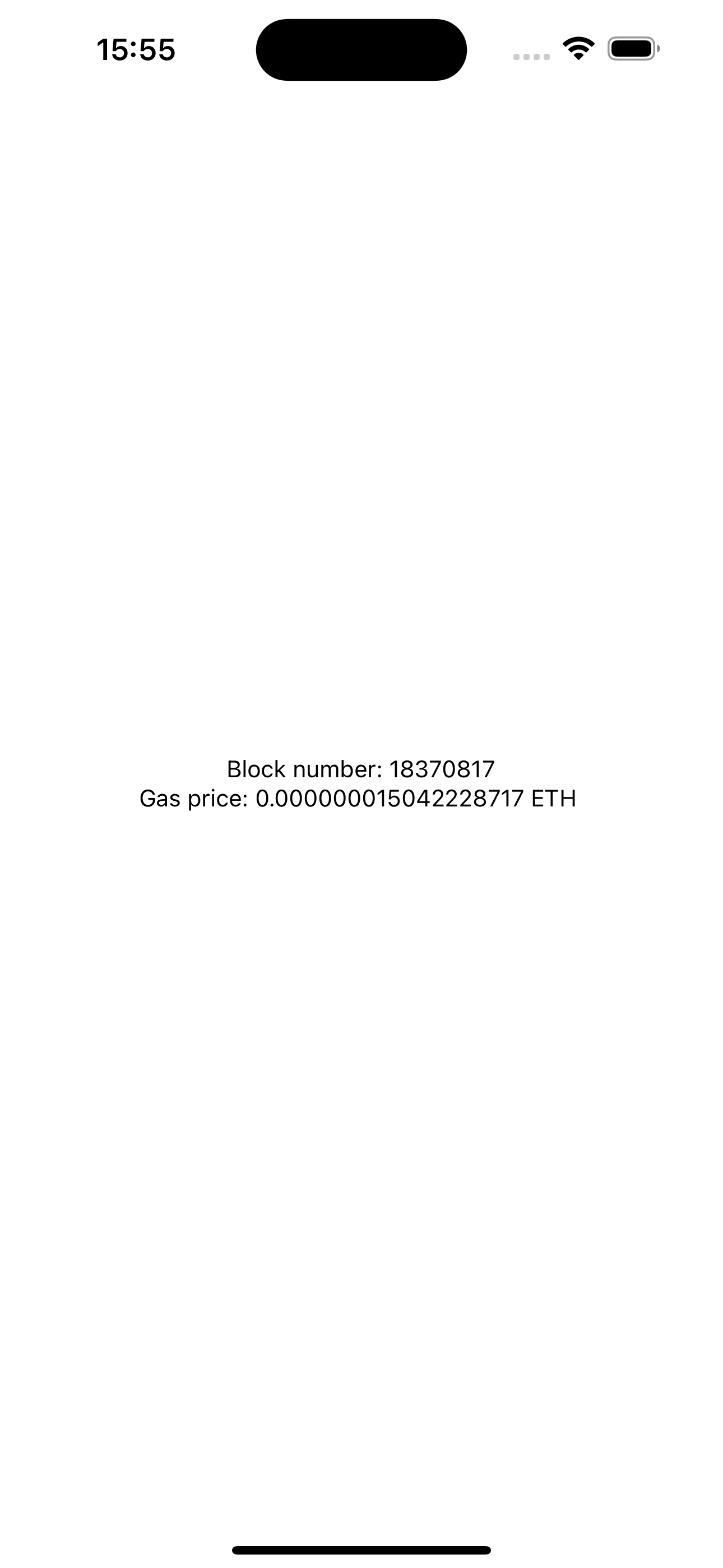 App querying block number and gas price from the blockchain