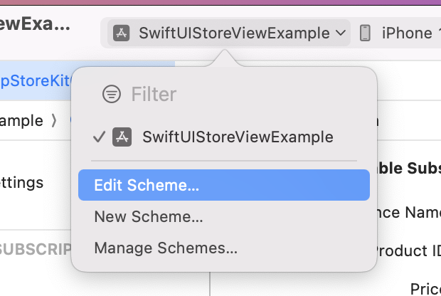 App Scheme > Edit Scheme