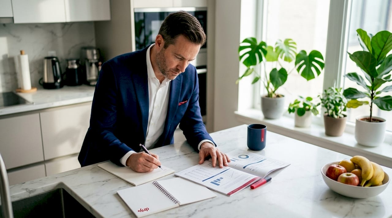 Conseiller financier en pleine prise de notes pour élaborer une stratégie marketing agile