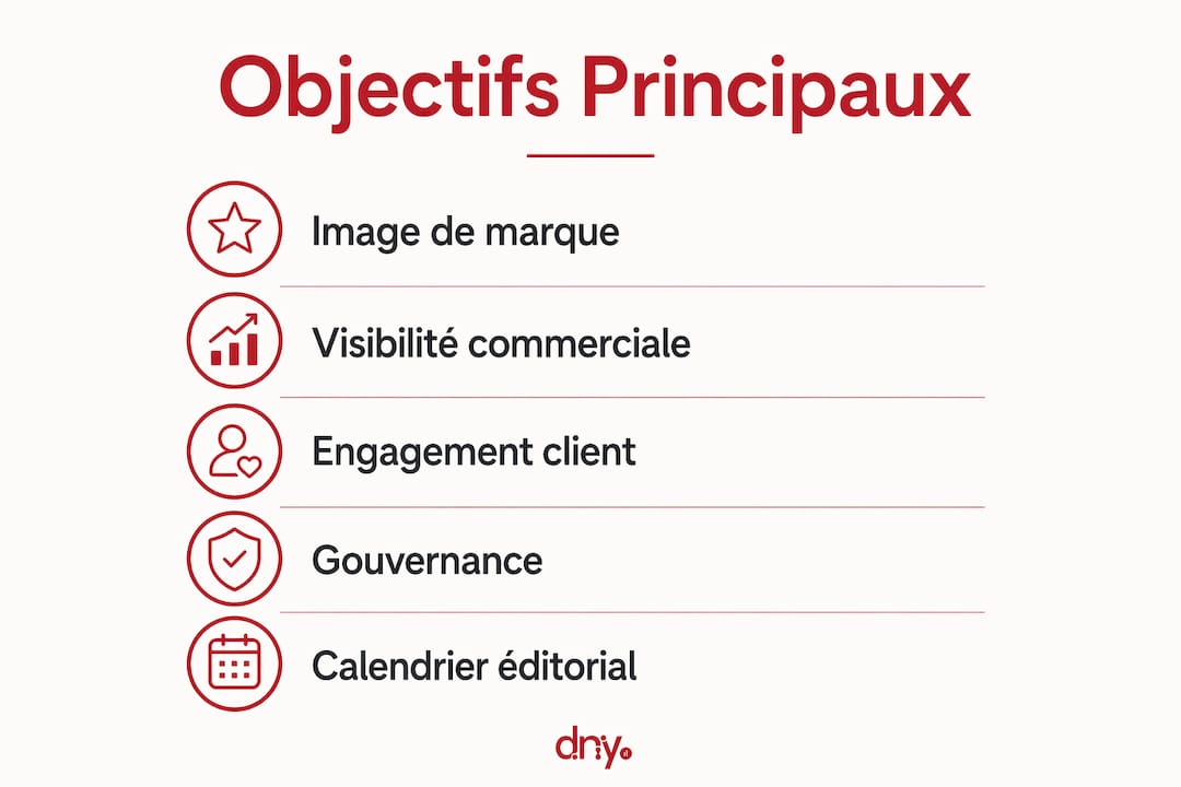 Infographie mettant en avant les principaux objectifs d’une stratégie de contenu