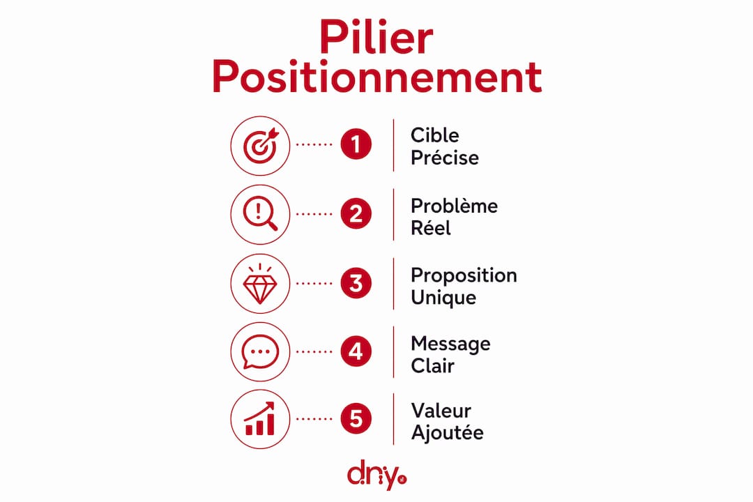 Infographie : les cinq piliers essentiels pour positionner une marque fintech