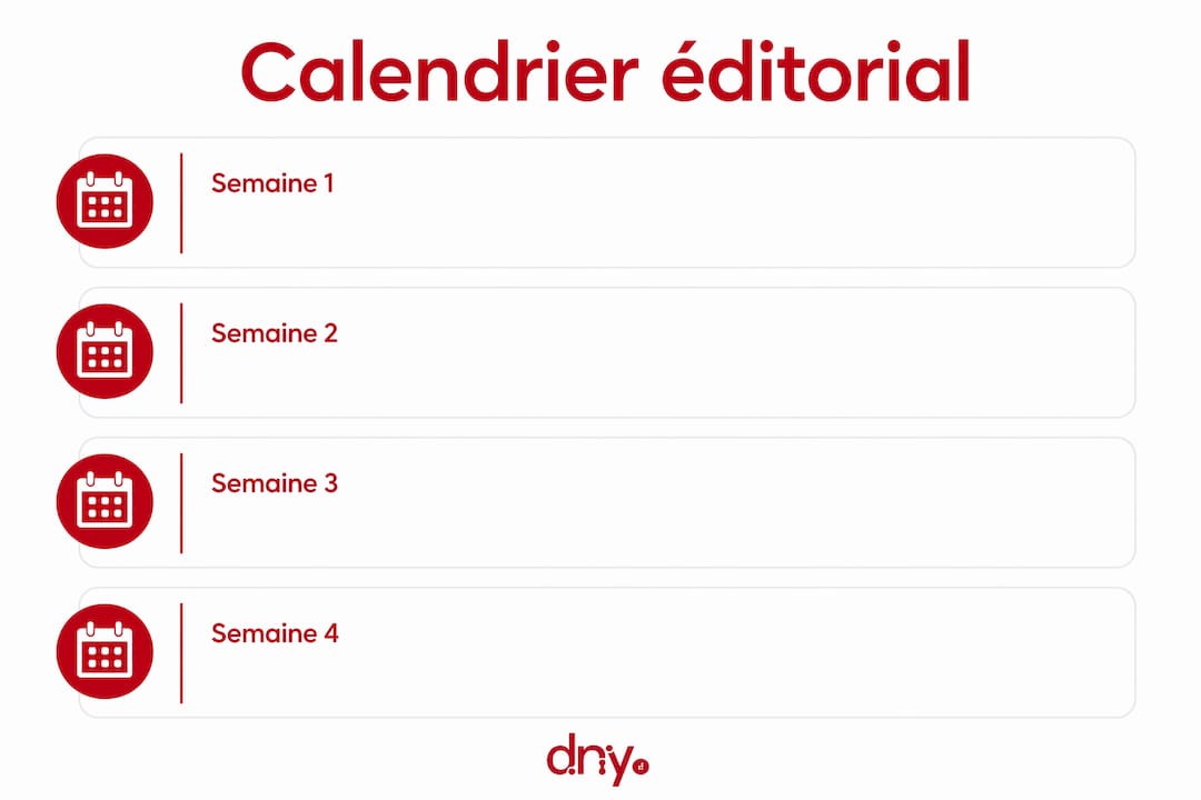 Visuel : planning éditorial sur un mois