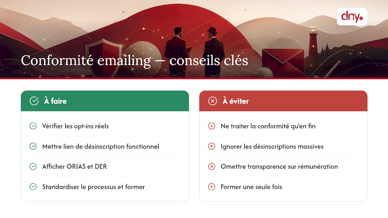 La conformité emailing, un avantage commercial sous-estimé — overview diagram