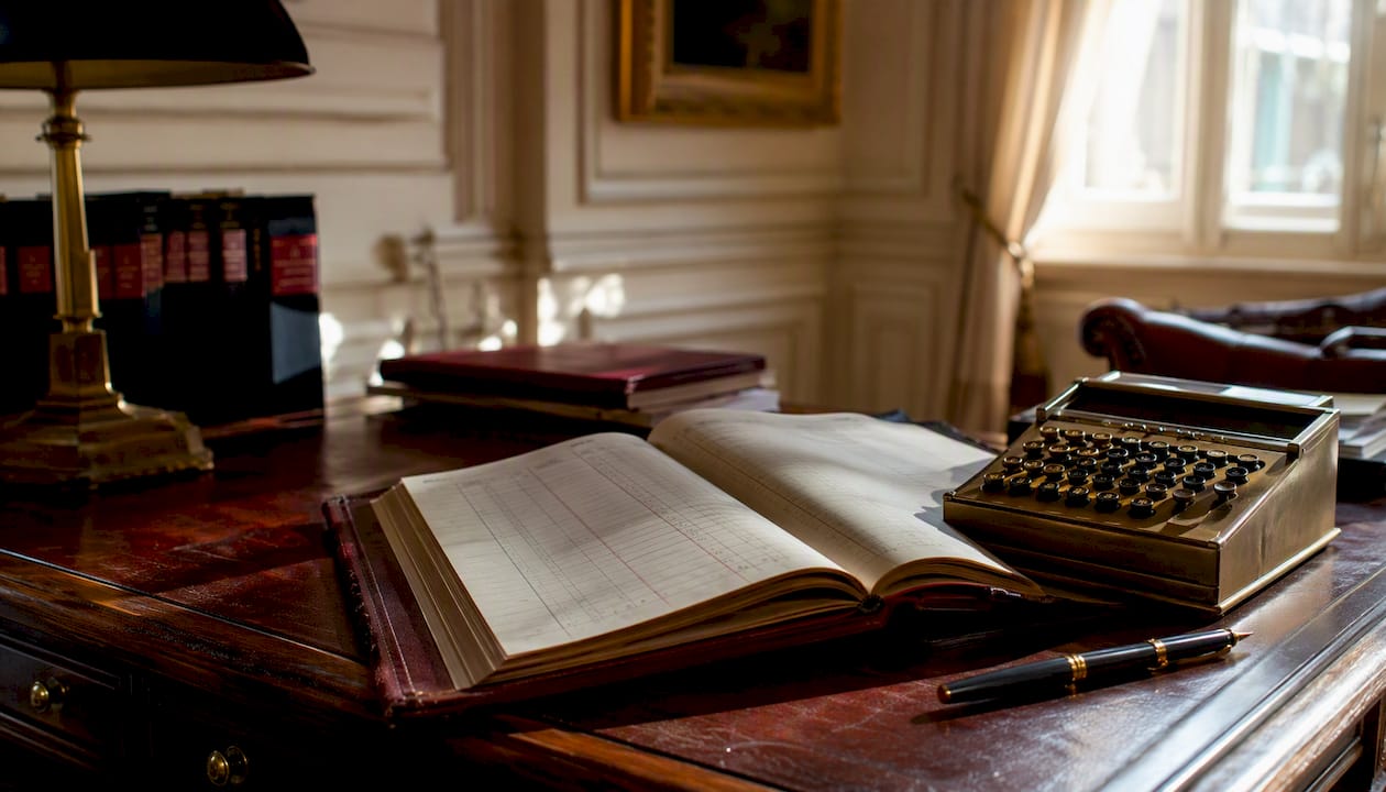 Sur un bureau baigné d’une lumière tamisée, d’anciens instruments financiers racontent leur histoire.