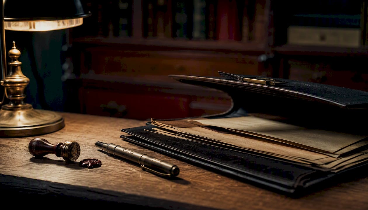 Porte-documents en cuir avec accessoires pour la certification