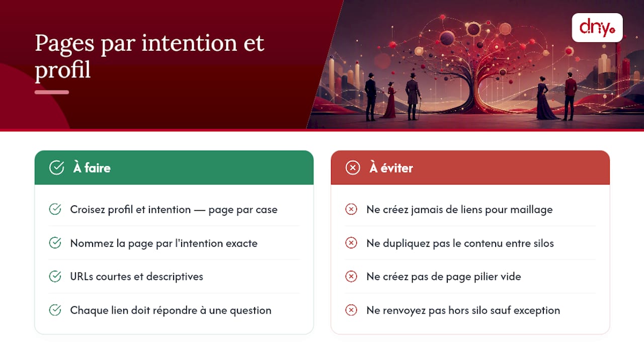 Comment construire des landing pages par intention et organiser vos silos — overview diagram
