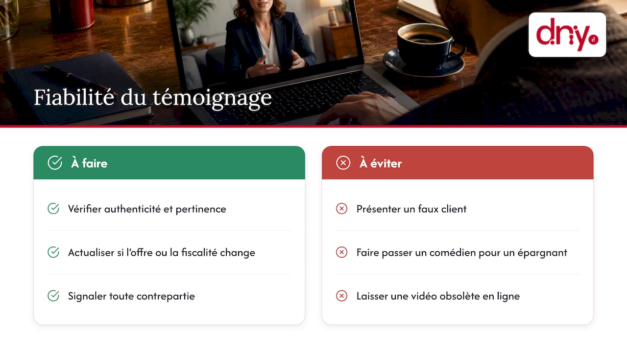 Critères de conformité d’un témoignage client
