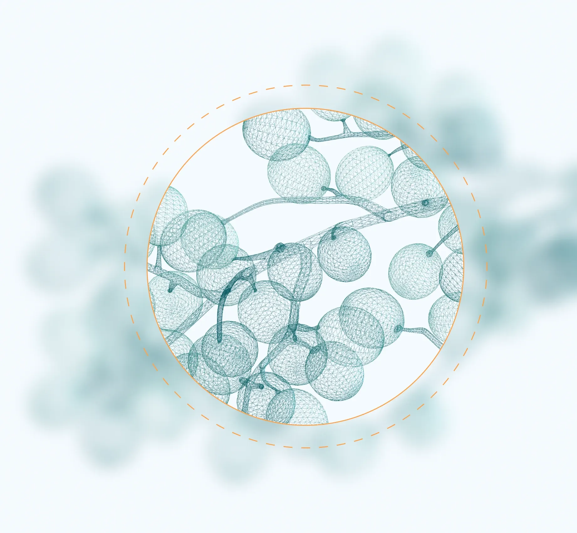 Wireframe illustration of grapes on a vine