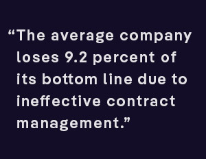 The average company loses 9.2 percent of its bottom line due to ineffective contract management.