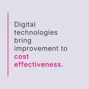 Digital technologies bring improvement to cost effectiveness.