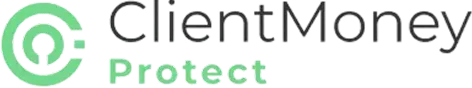 ClientMoney Protect logo with a green circular icon and text in black and green.