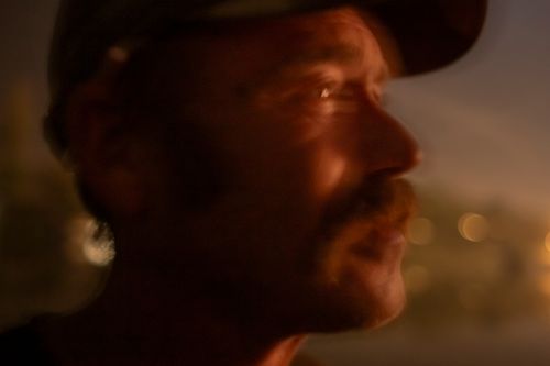 Sailor Zbigniew Laskowski is seen on a transport ship anchored for the night, somewhere on the Odra.