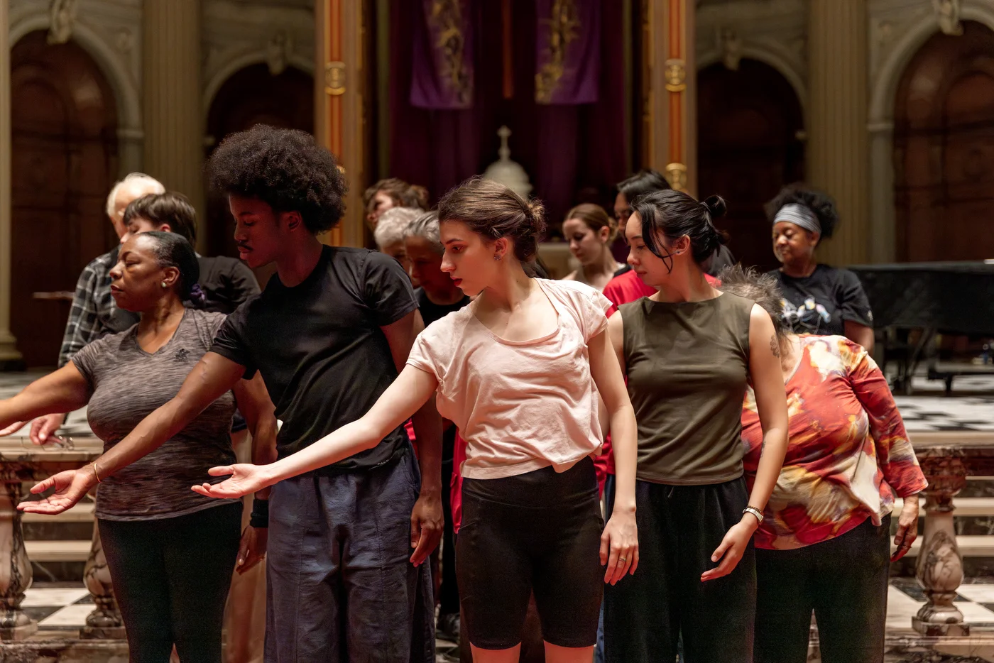 Dancers flowing with the movement shaped and inspired by the director’s vision.