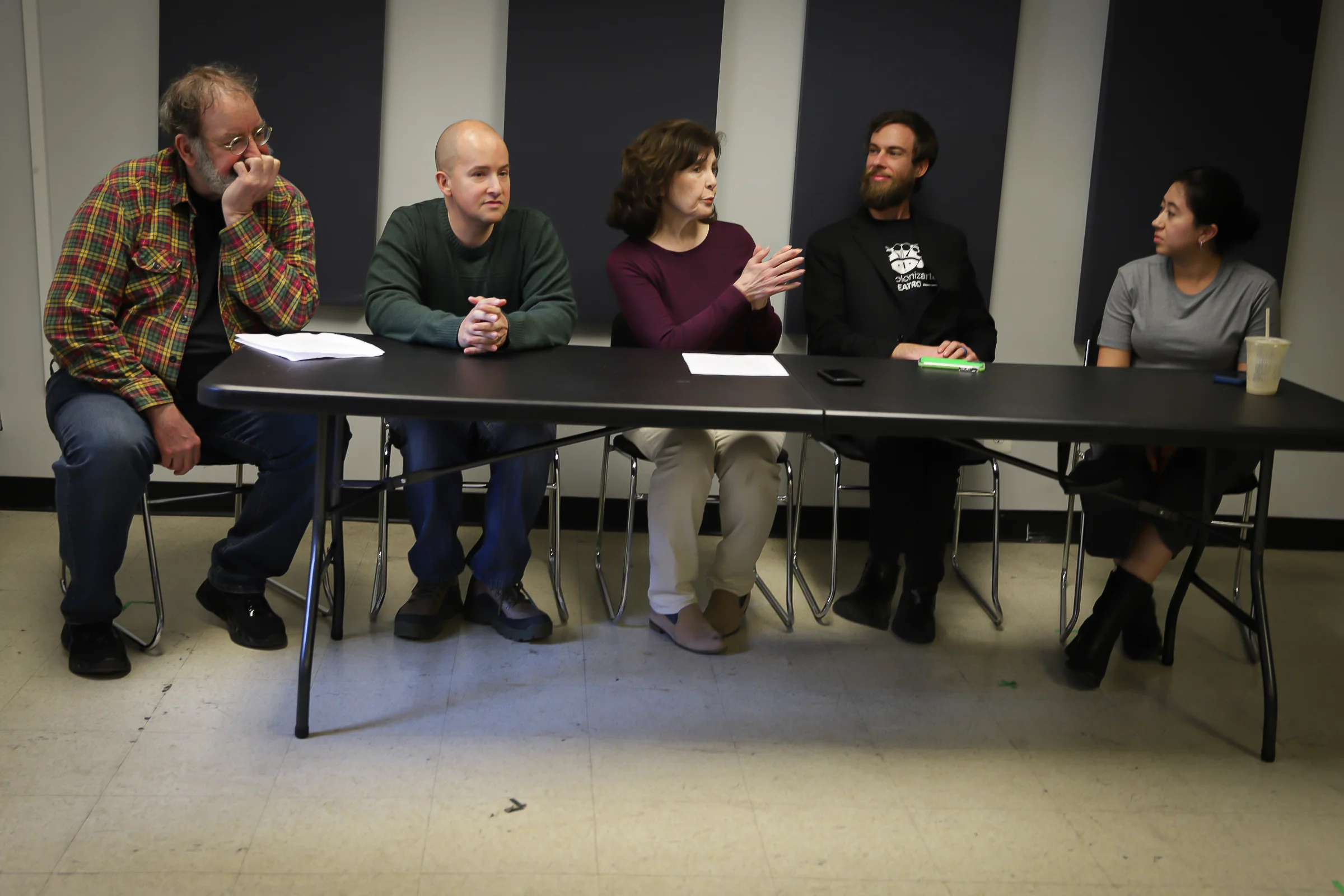 David Brown, Opalanietet, Kate Konigisor, aaron moore ellis, and Karina Ordonez discuss improvise a scene about generational gaps.