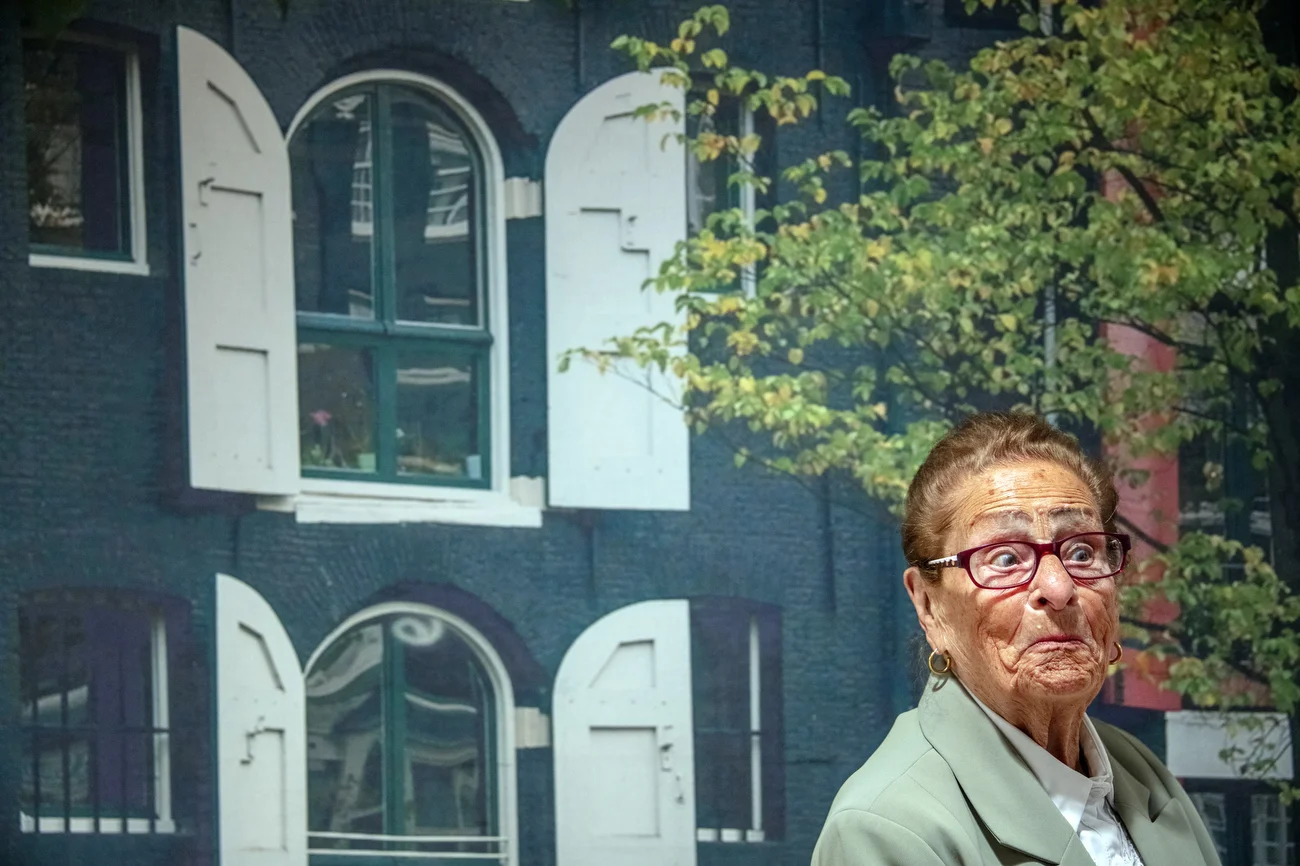 Maria Catharina de Jager-Alderding, 90, hanging out at the Klinker  assisted living facility in Amsterdam, Netherlands on April 15, 2026.