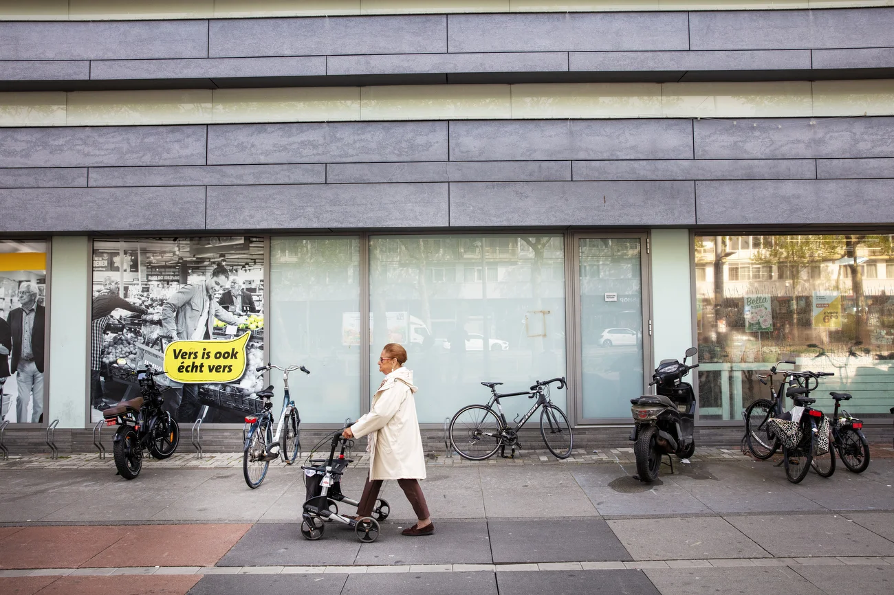 Maria Catharina de Jager-Alderding, 90, going to and shopping at Plein 40-45 market in Amsterdam, Netherlands on May 1, 2026.