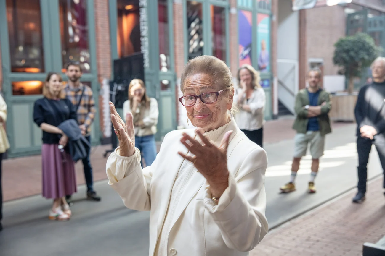 Maria Catharina de Jager-Alderding, 90, going to and shopping at Plein 40-45 market in Amsterdam, Netherlands on May 1, 2026.