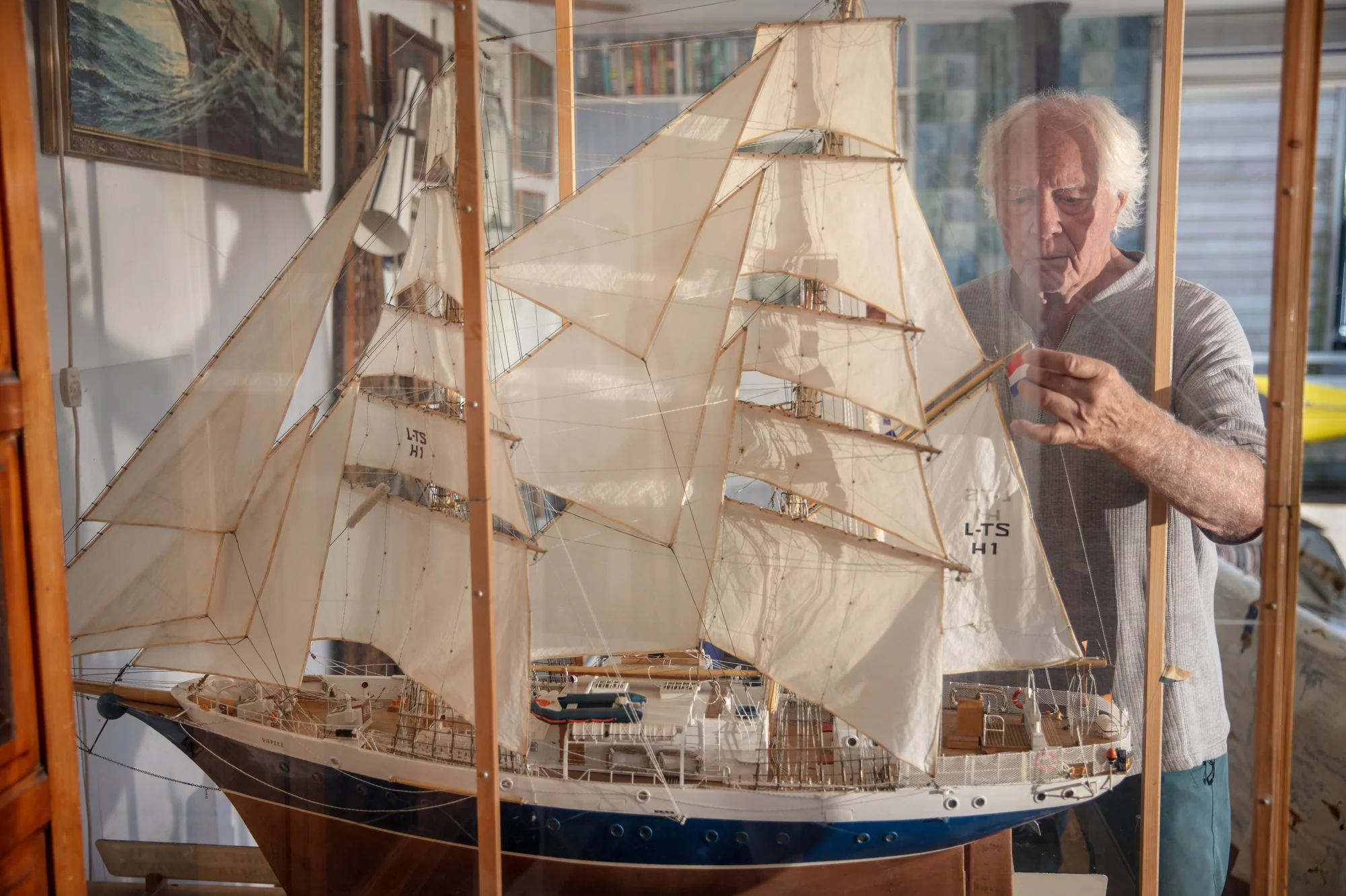 Ton van Schoonhoven, 83, at home on his houseboat in Haarlem, Netherlands on June 29, 2026.