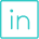 Blue LinkedIn icon with white 'in' letters inside a square border.