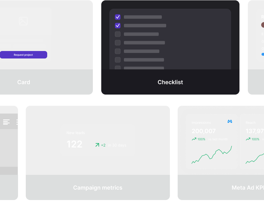 Smart widgets for LeadTable client portals: links, videos, KPIs and cards