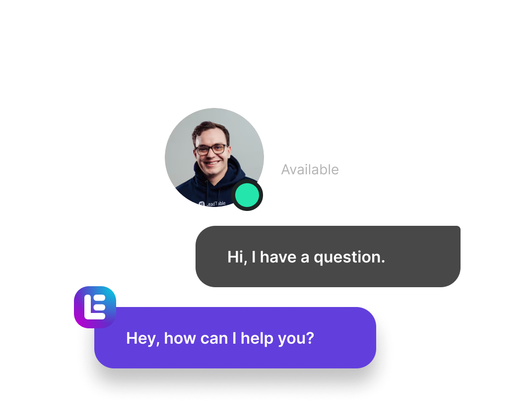Live support chat with the LeadTable team