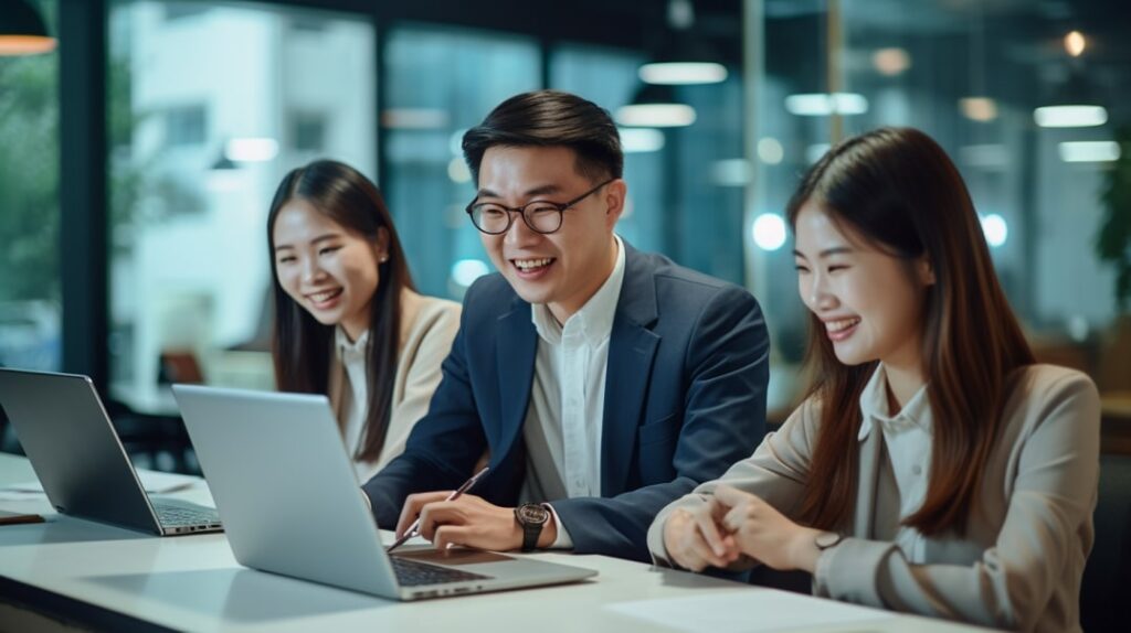 three outsourced data entry experts working