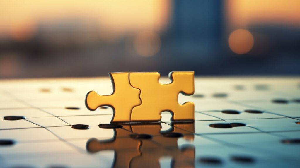 puzzle pieces symbolizing an outsourcing company and a client