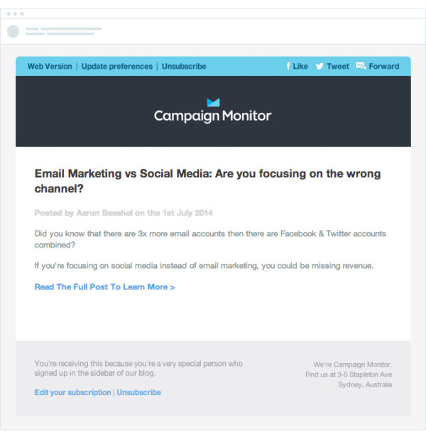 campaign monitor old blog email design