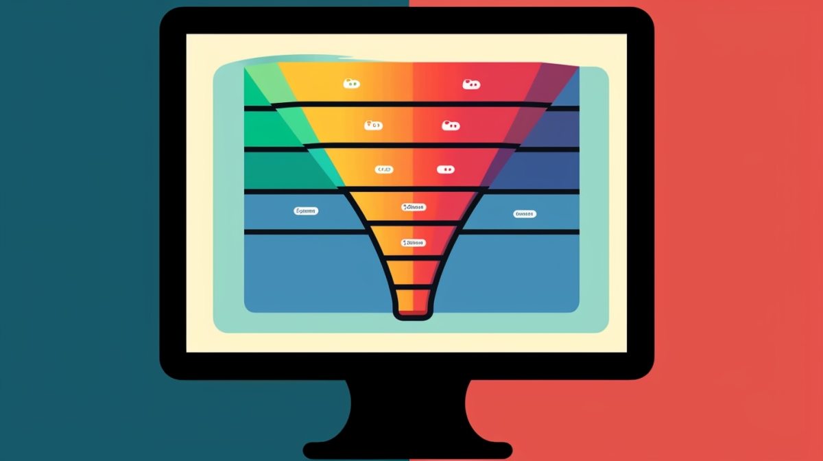 An image of a sample eCommerce conversion funnel displayed on a computer screen.