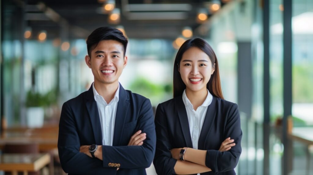 offshoring employees smiling at the camera