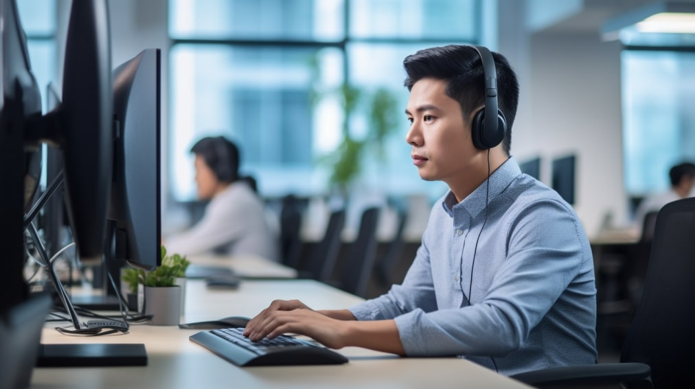 asian man working in the office