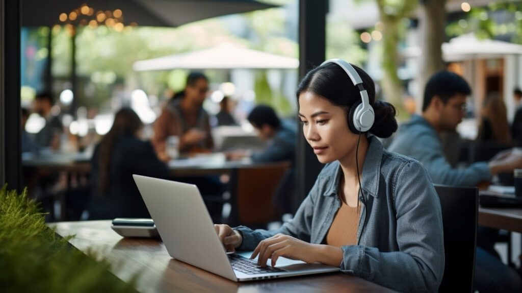 freelancer using her laptop and working