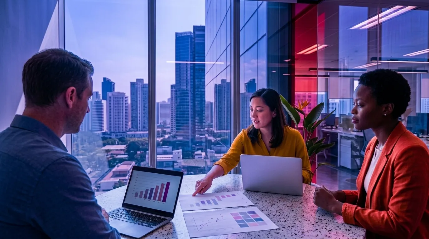 Data scientist reviews analytics with hiring manager — Hire data scientists